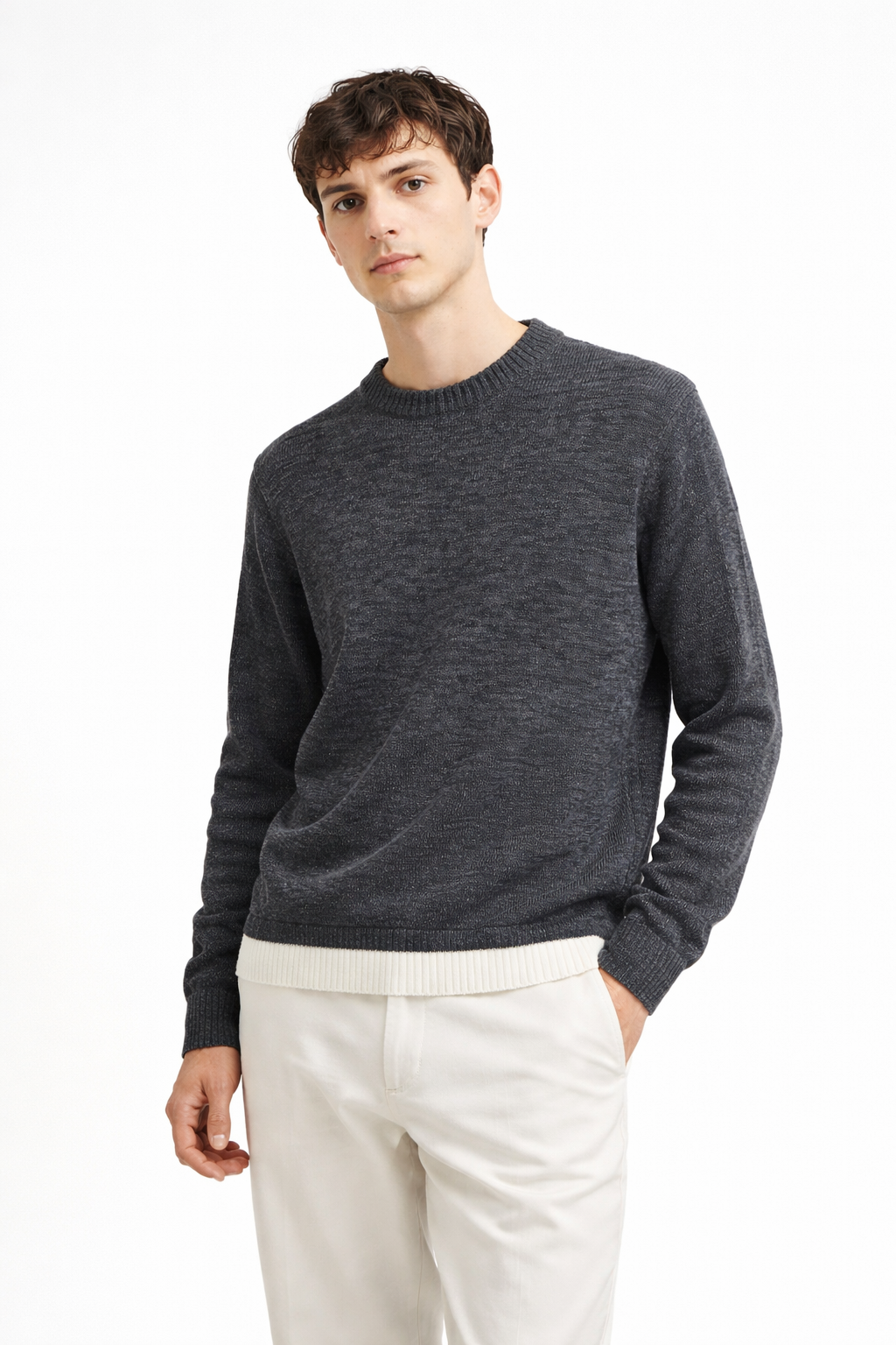 Men’s Classic Knit Sweater – Dark Grey