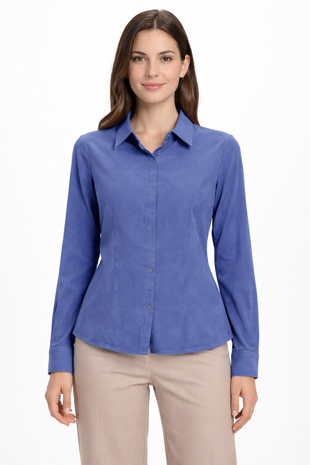 Women’s Tailored Button-Down Shirt – Soft Blue