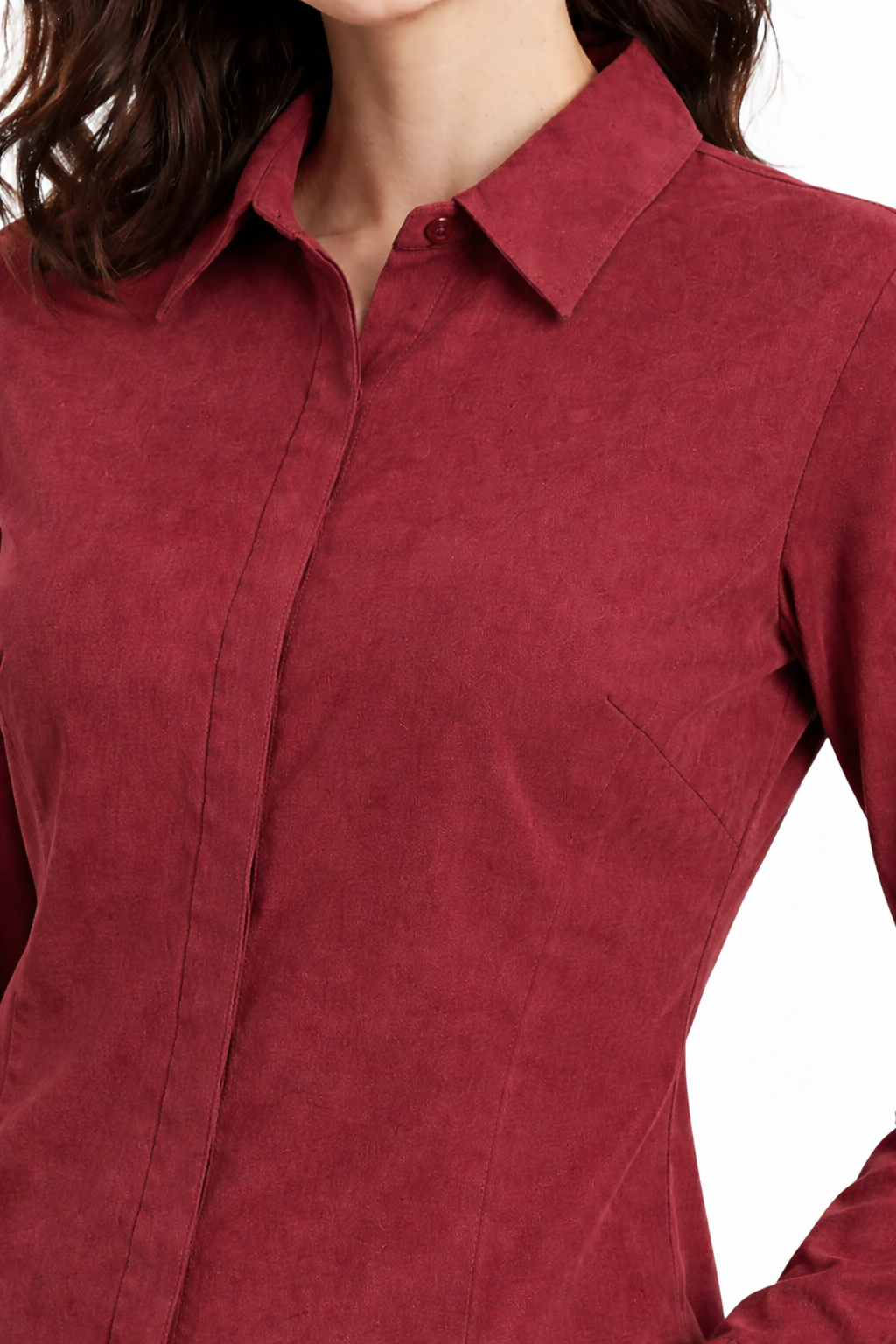 Wine Red Tailored Women’s Formal Shirt