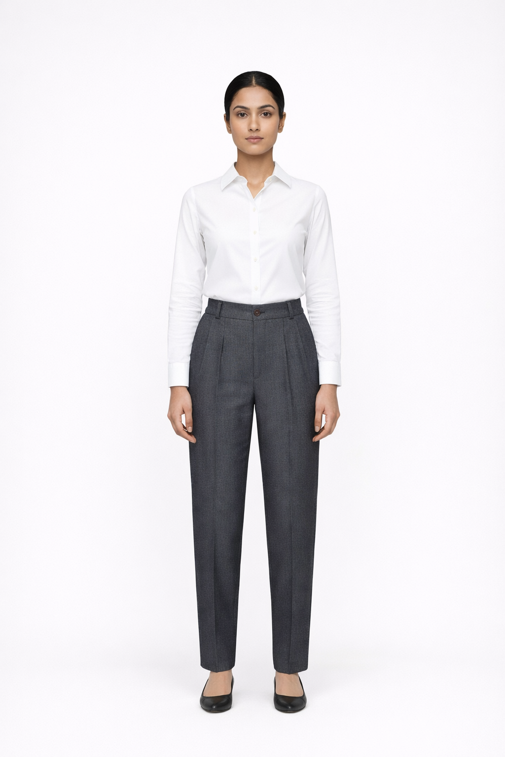 Women’s Tailored Straight-Leg Formal Trousers – Charcoal Grey
