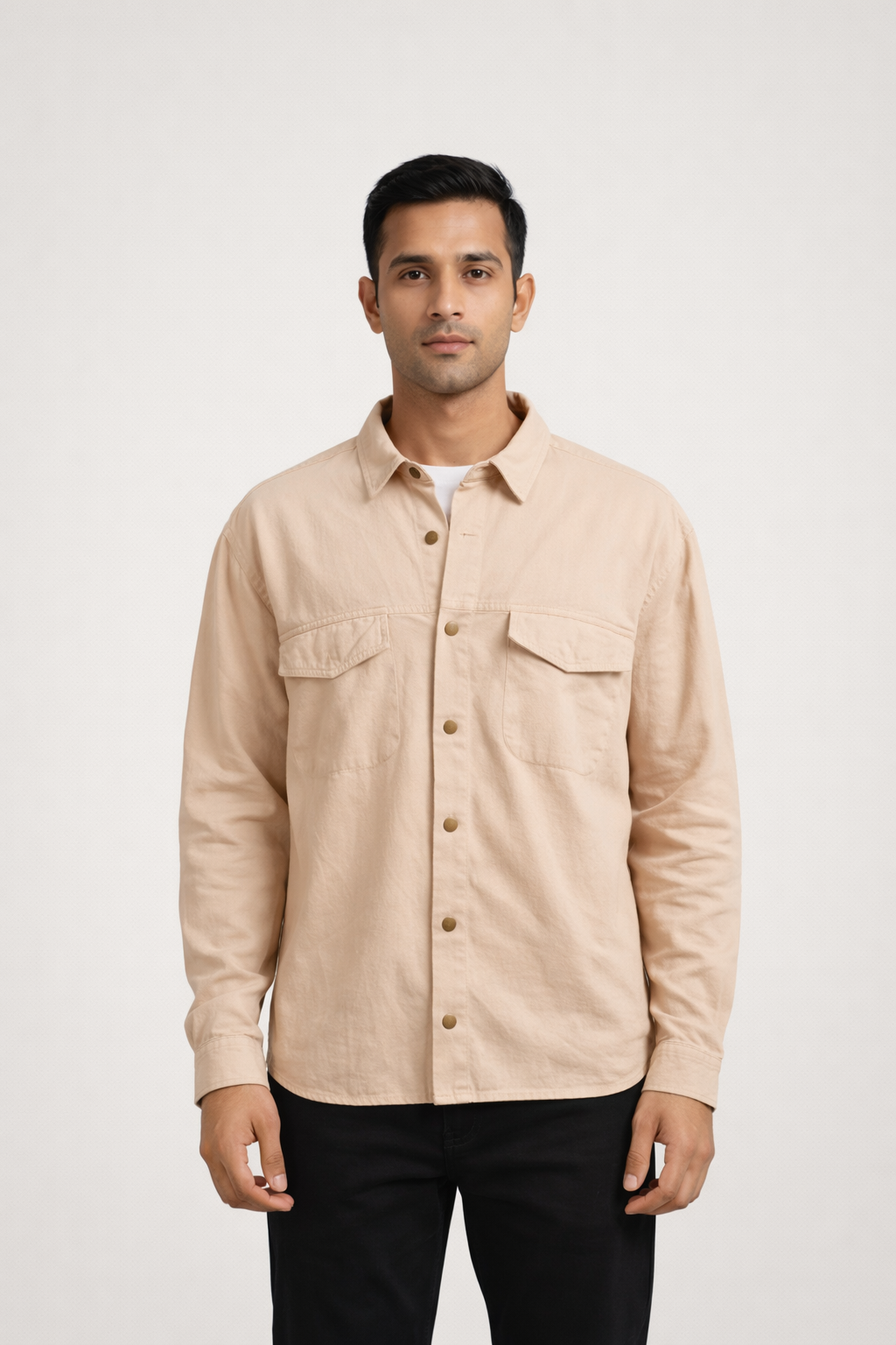 Men’s Light Beige Utility Overshirt
