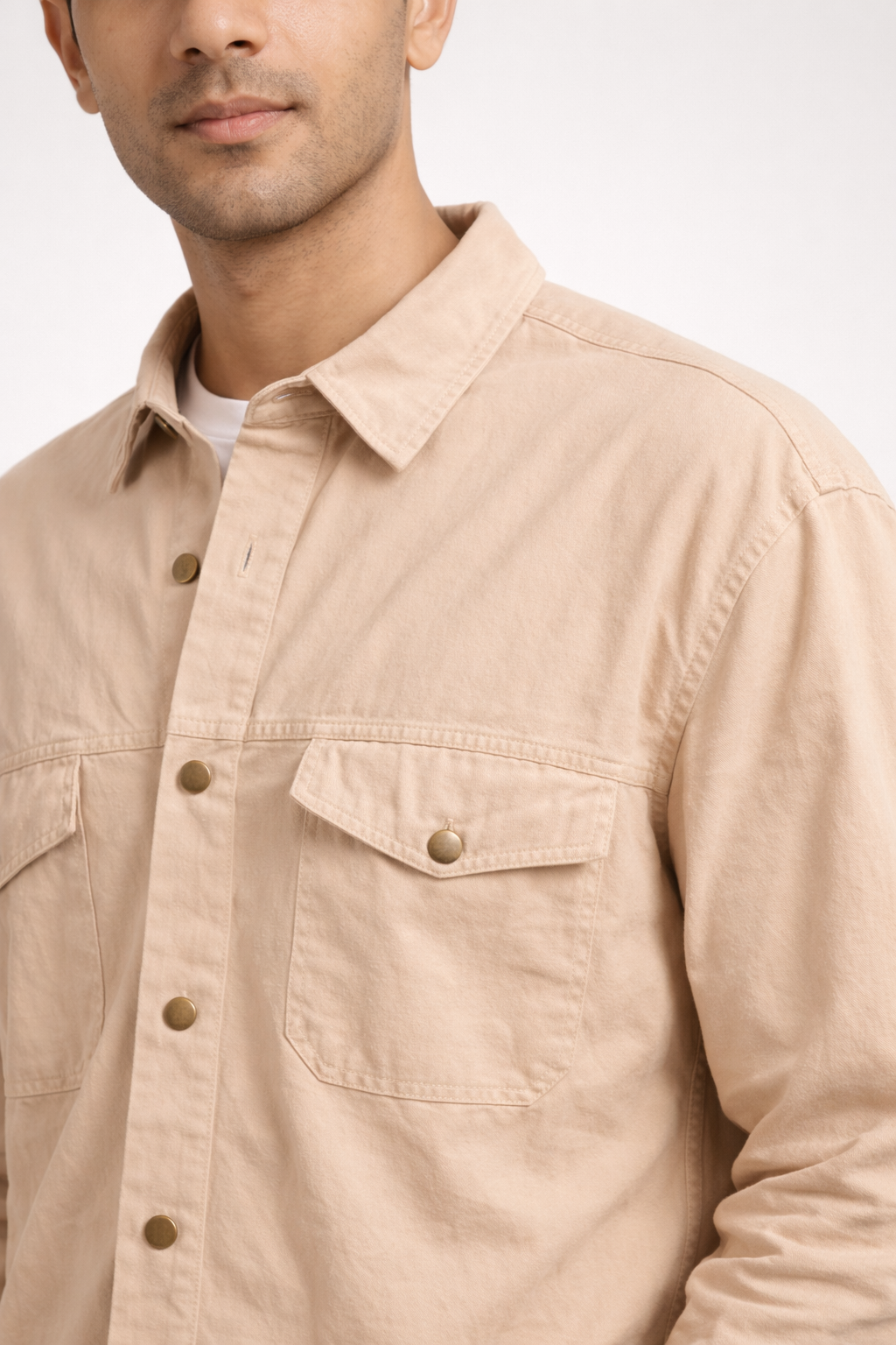 Men’s Light Beige Utility Overshirt