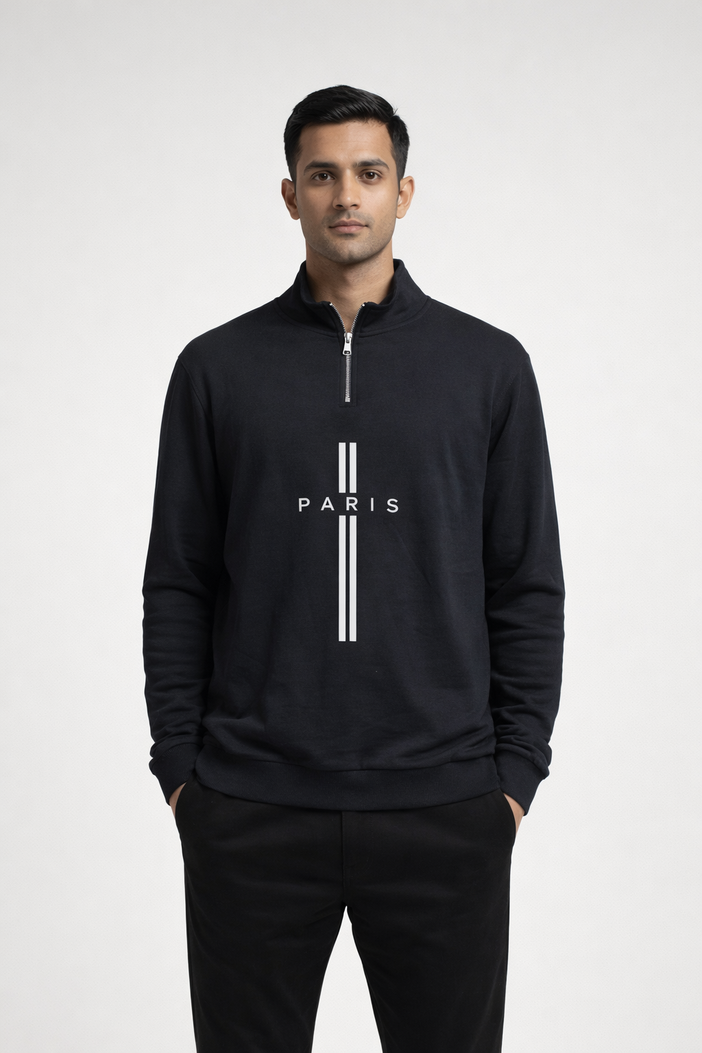Men’s Black Paris Half-Zip Sweatshirt