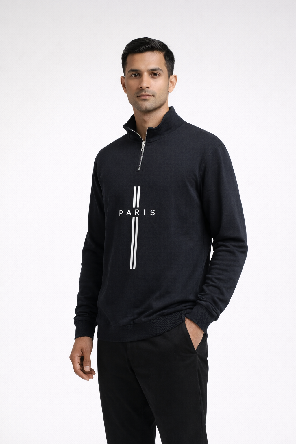 Men’s Black Paris Half-Zip Sweatshirt