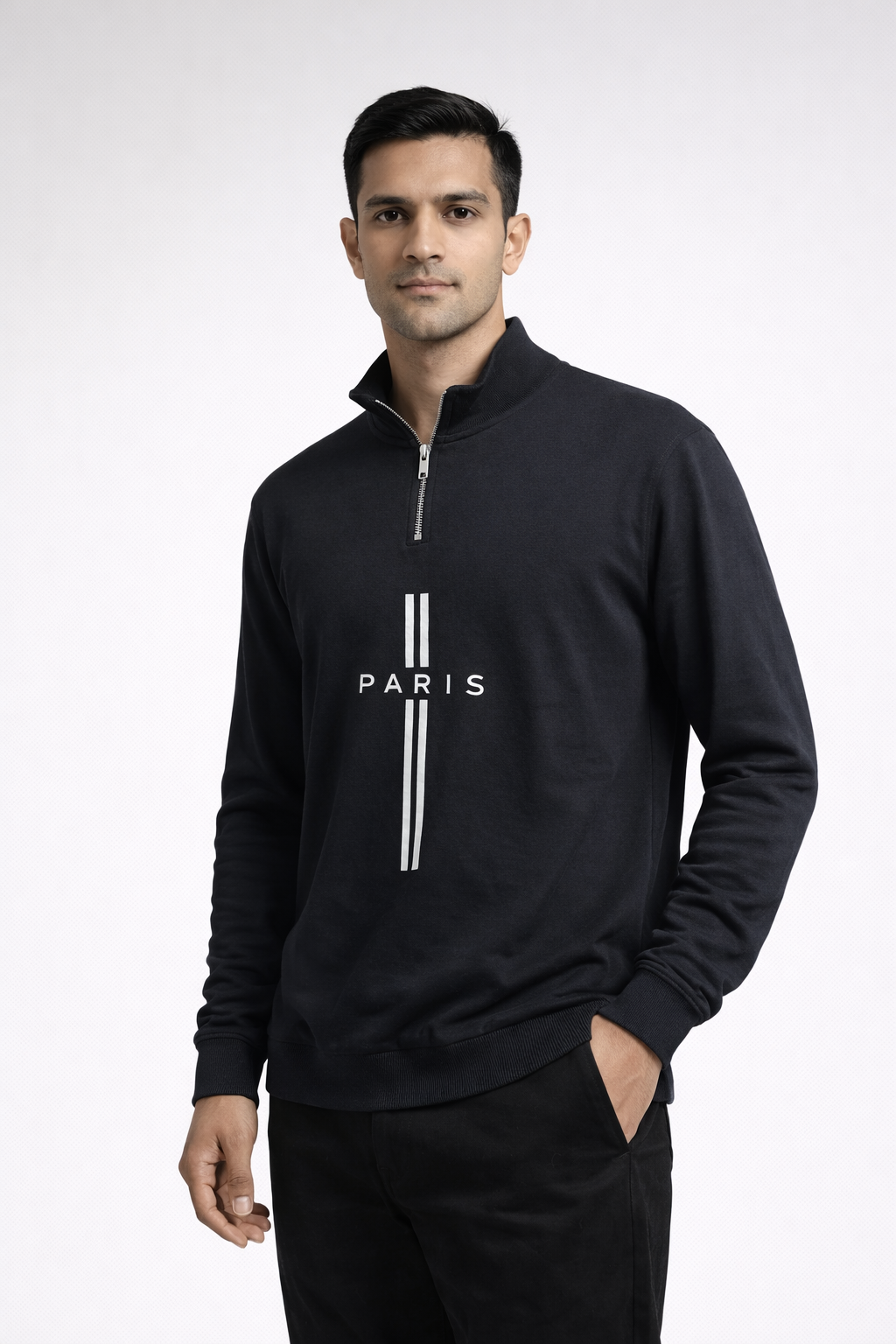 Men’s Black Paris Half-Zip Sweatshirt