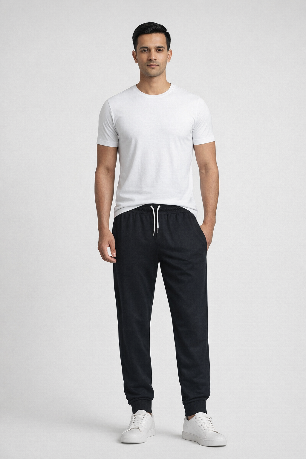 Men’s Black Solid Track Pants