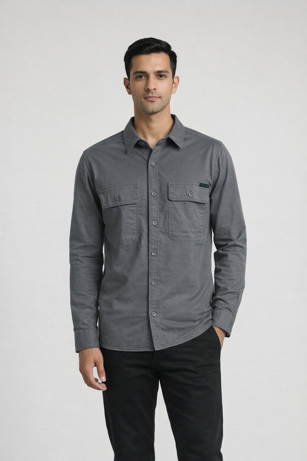 Men’s Solid Grey Utility Shirt