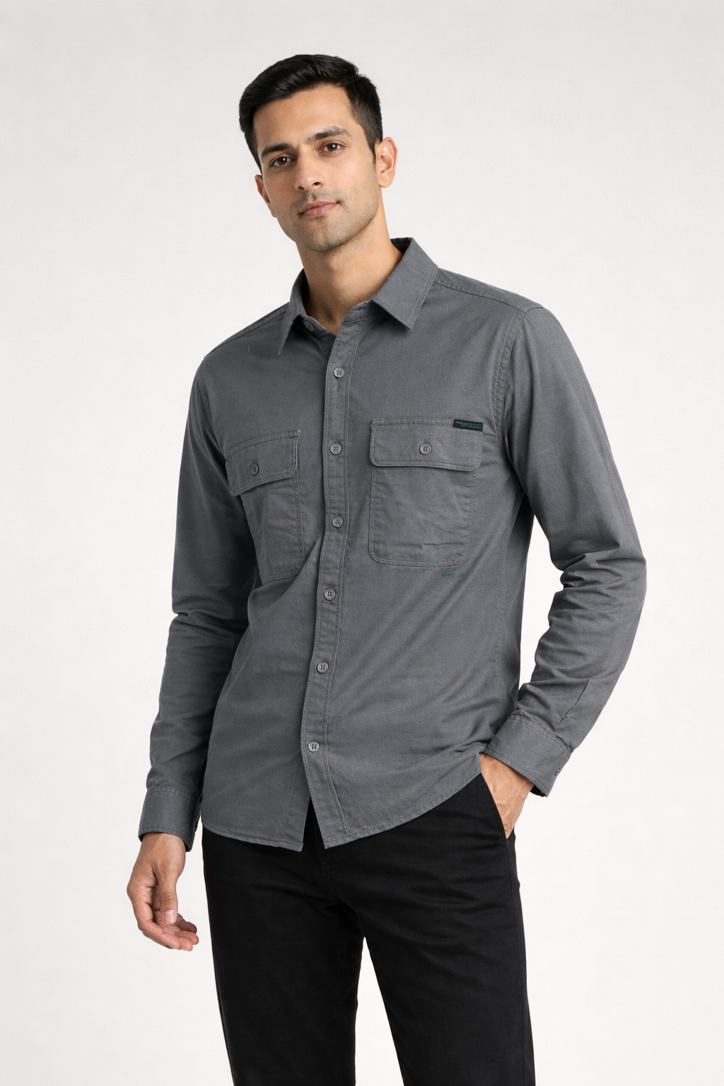 Men’s Solid Grey Utility Shirt