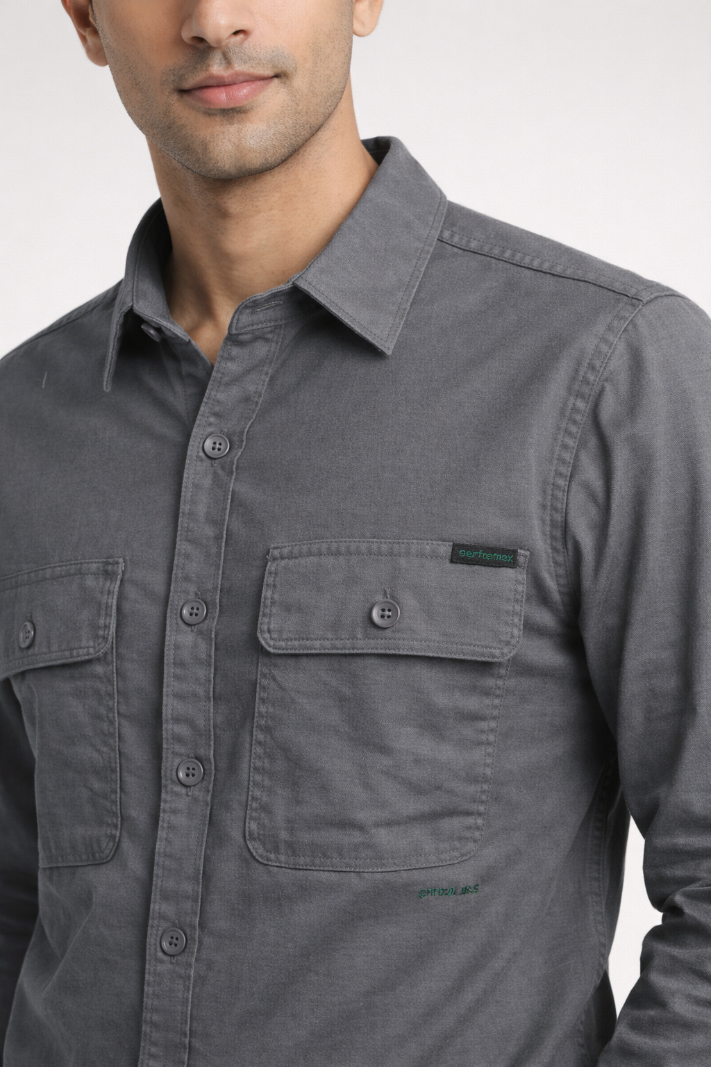 Men’s Solid Grey Utility Shirt