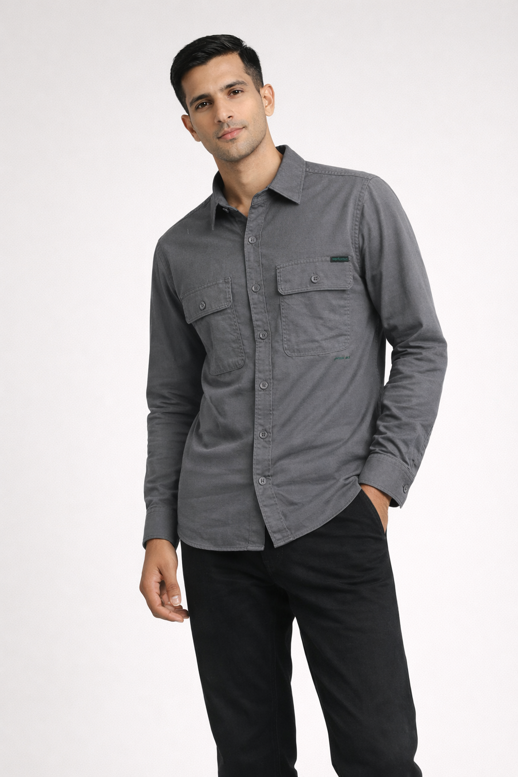 Men’s Solid Grey Utility Shirt