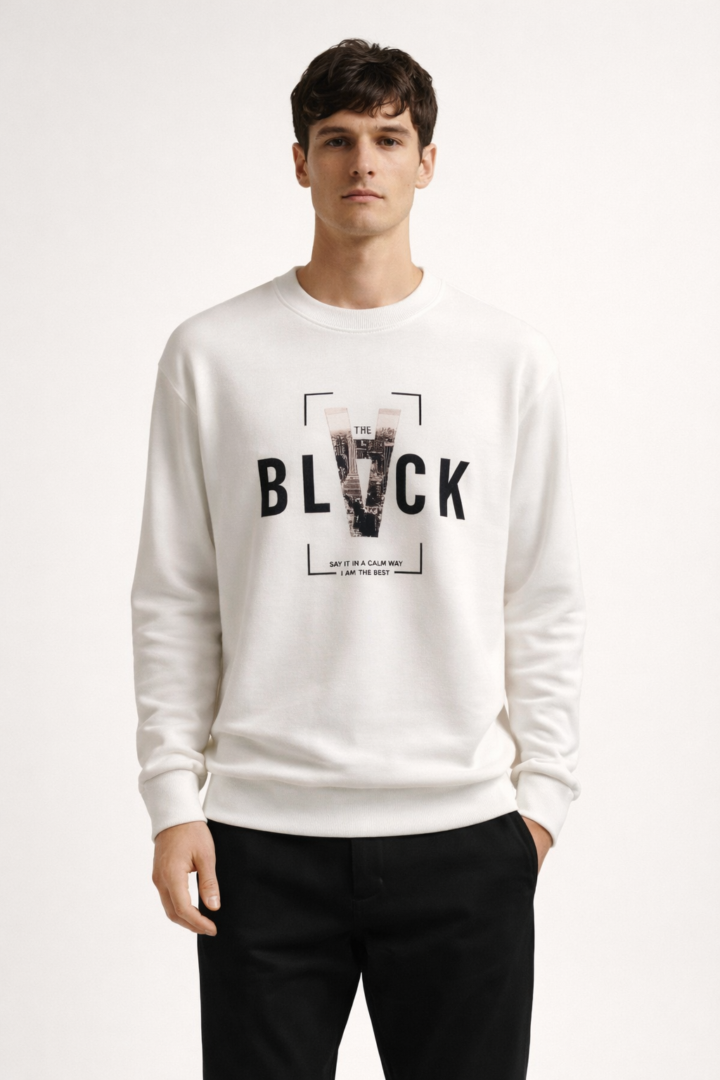 Men’s White Printed Sweatshirt