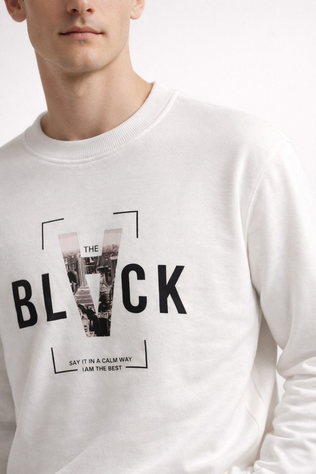Men’s White Printed Sweatshirt