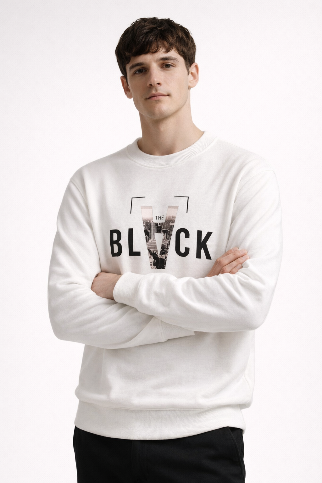 Men’s White Printed Sweatshirt