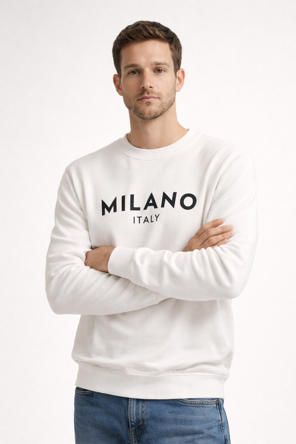 Men’s White  Printed Sweatshirt