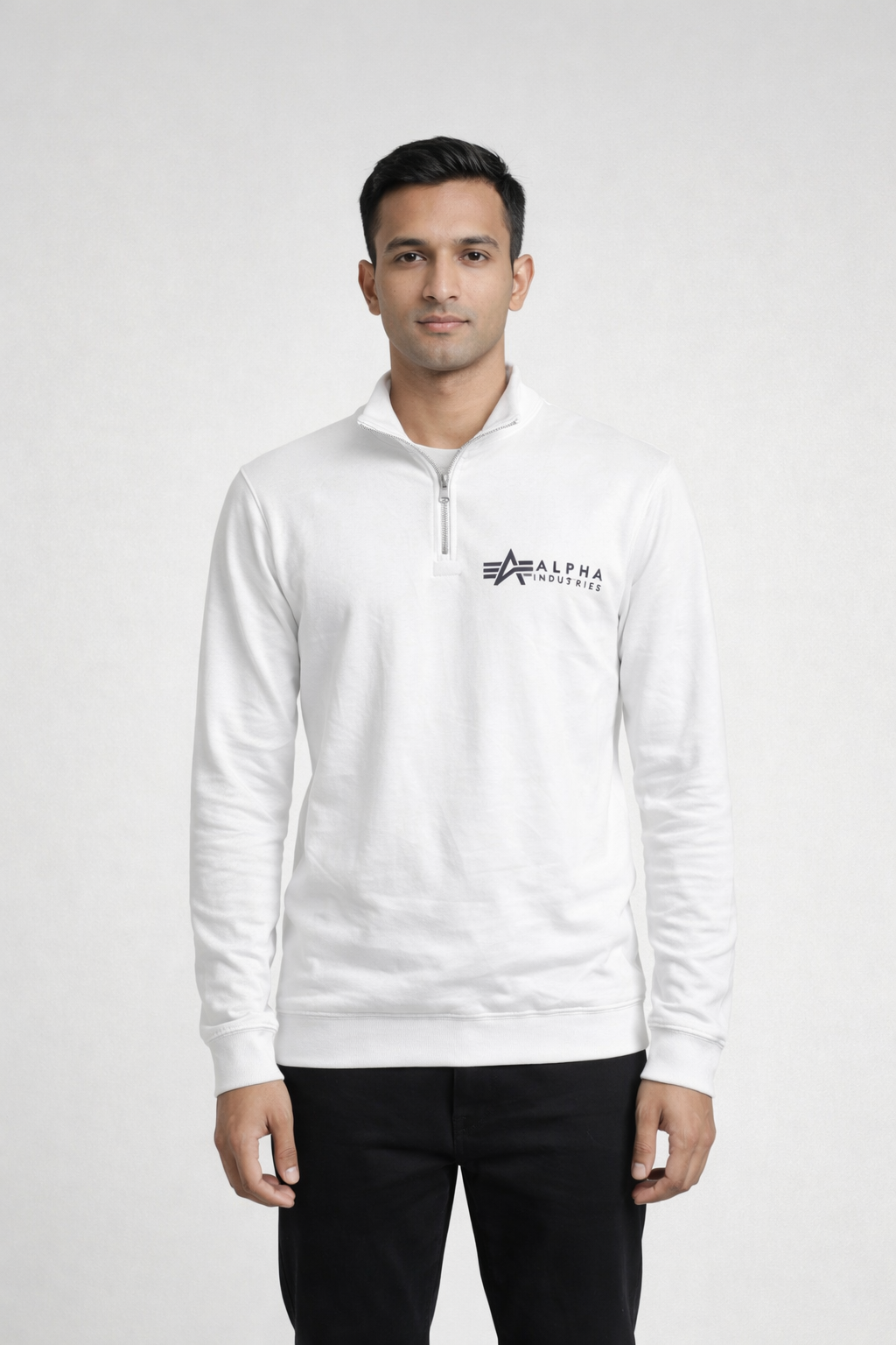 Men’s White Quarter-Zip Sweatshirt