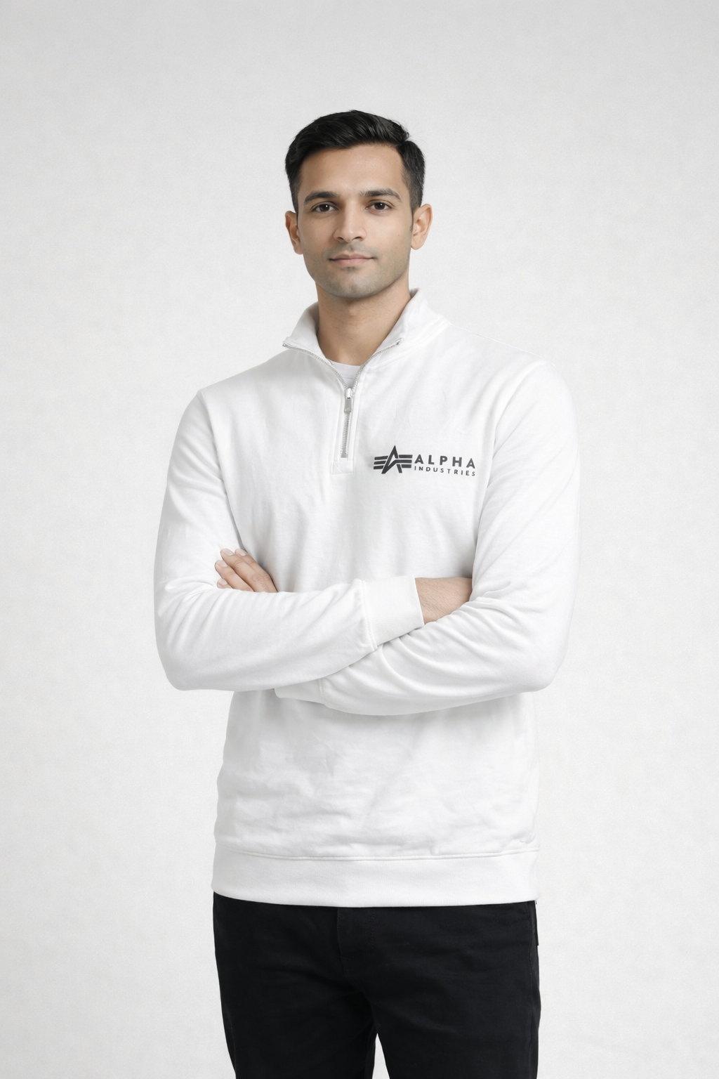 Men’s White Quarter-Zip Sweatshirt