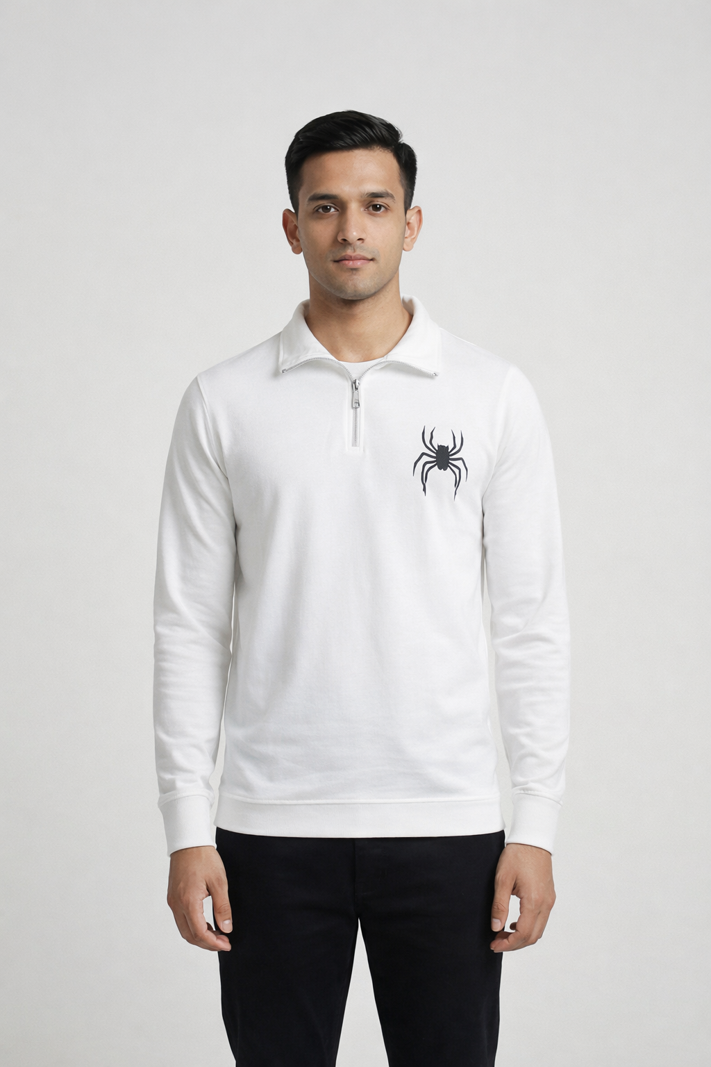 Men’s White Quarter-Zip Sweatshirt