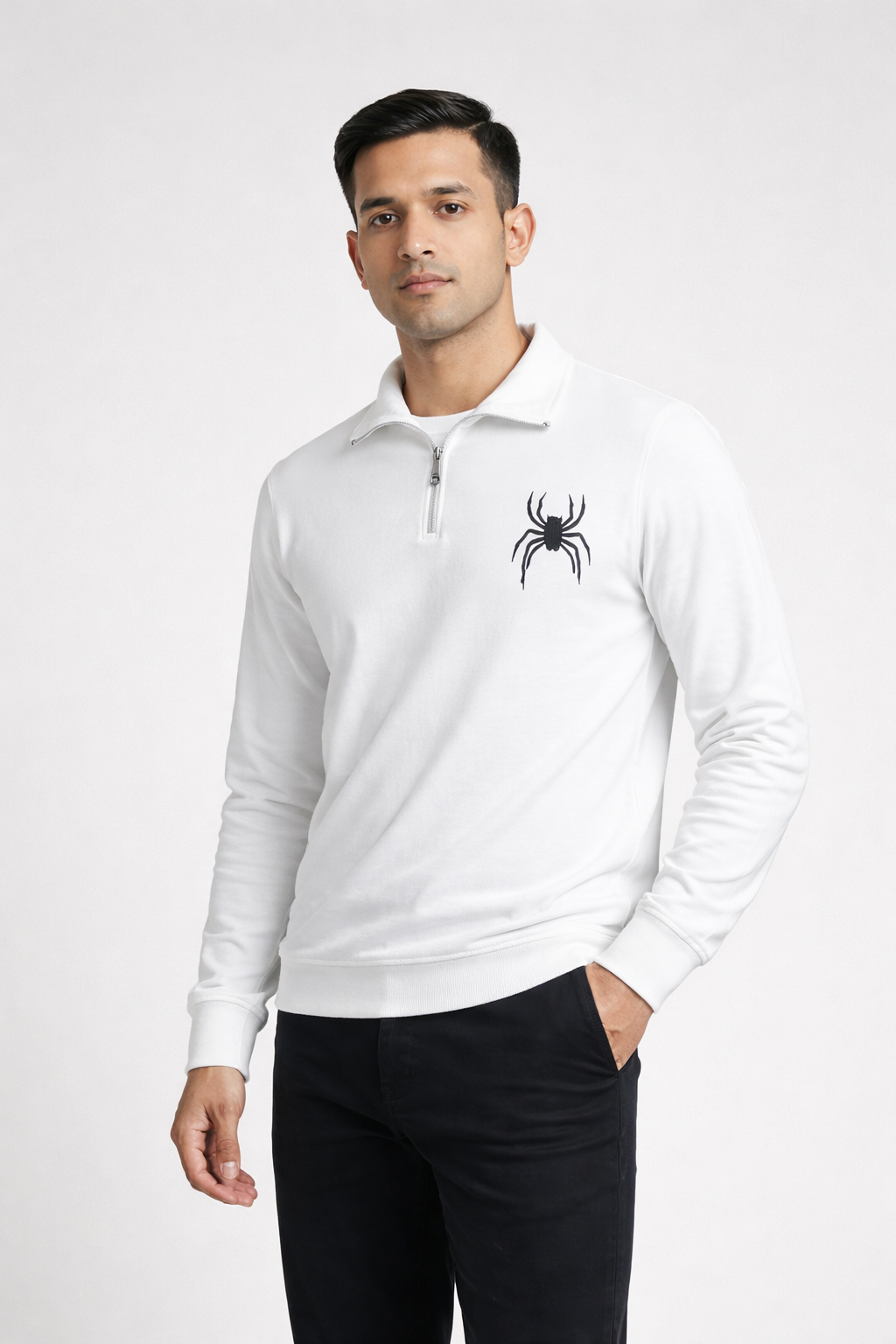 Men’s White Quarter-Zip Sweatshirt