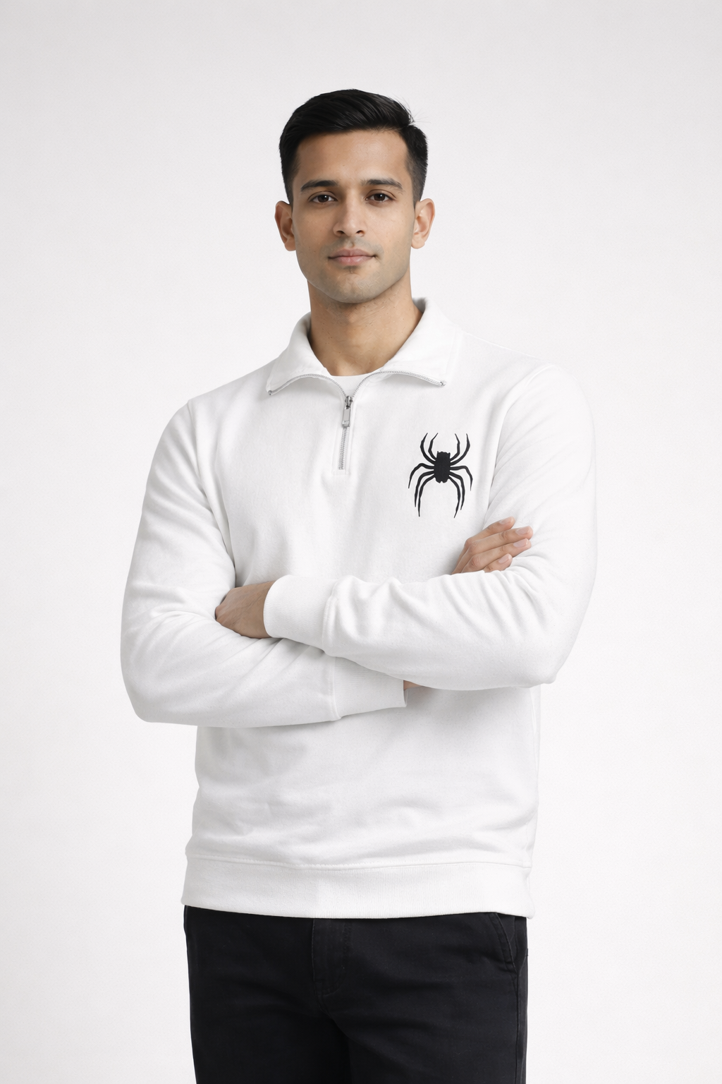 Men’s White Quarter-Zip Sweatshirt