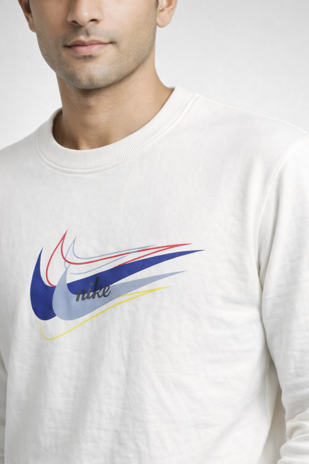 Men’s White Graphic Crewneck Sweatshirt