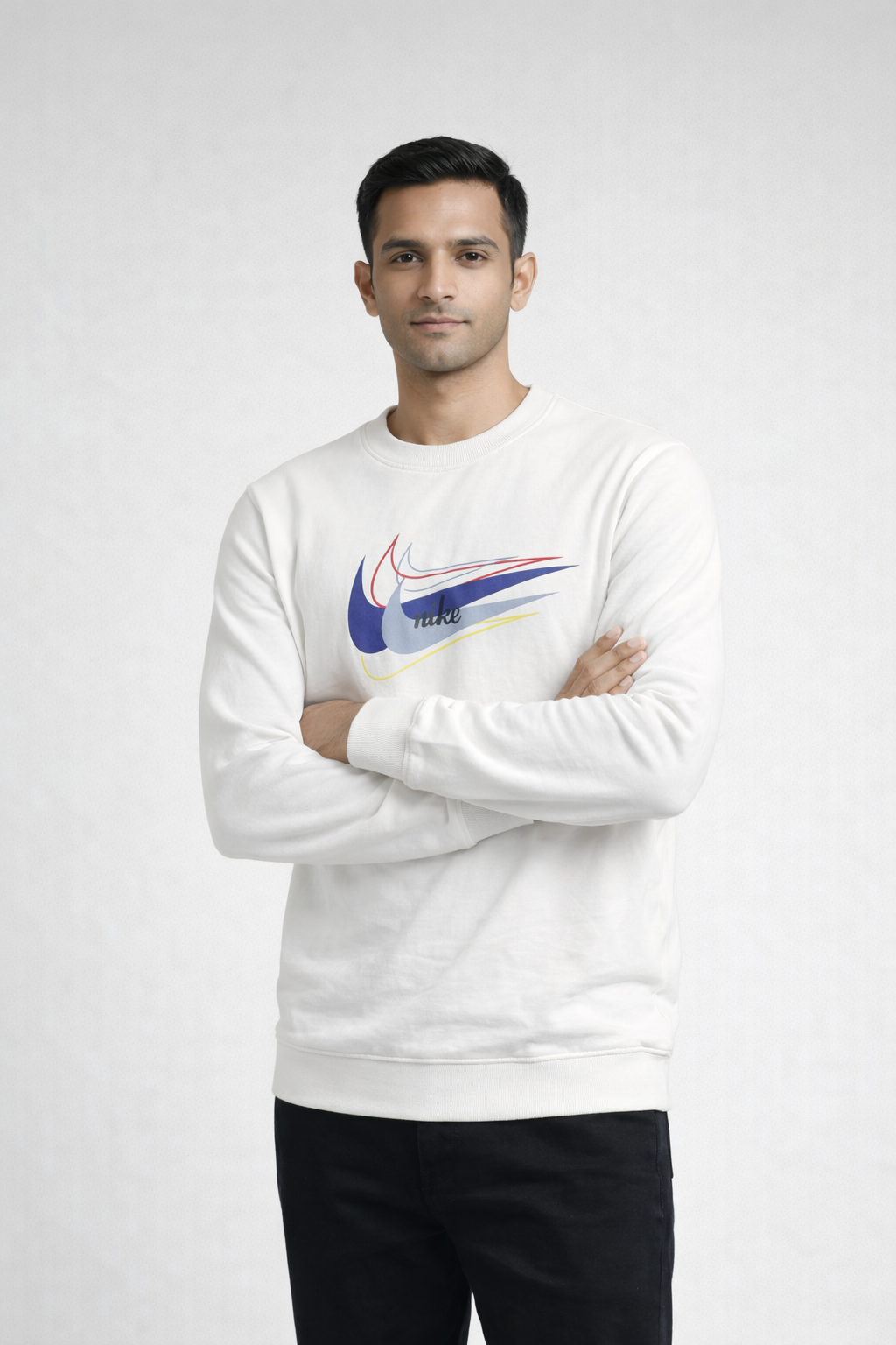 Men’s White Graphic Crewneck Sweatshirt