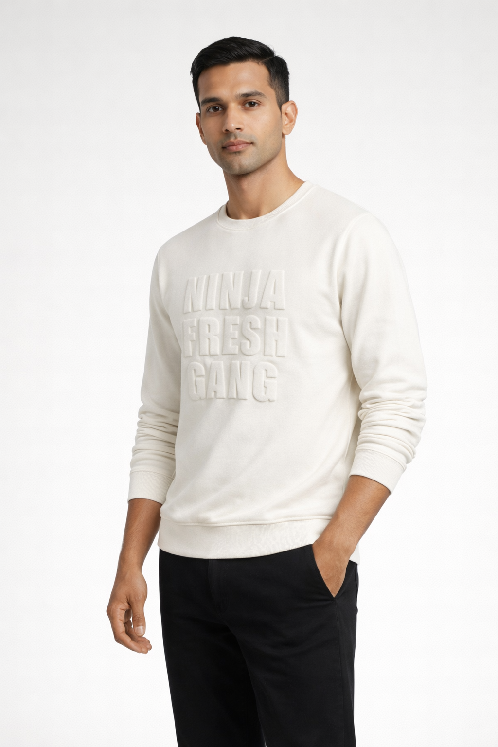 Men’s White Embossed Sweatshirt