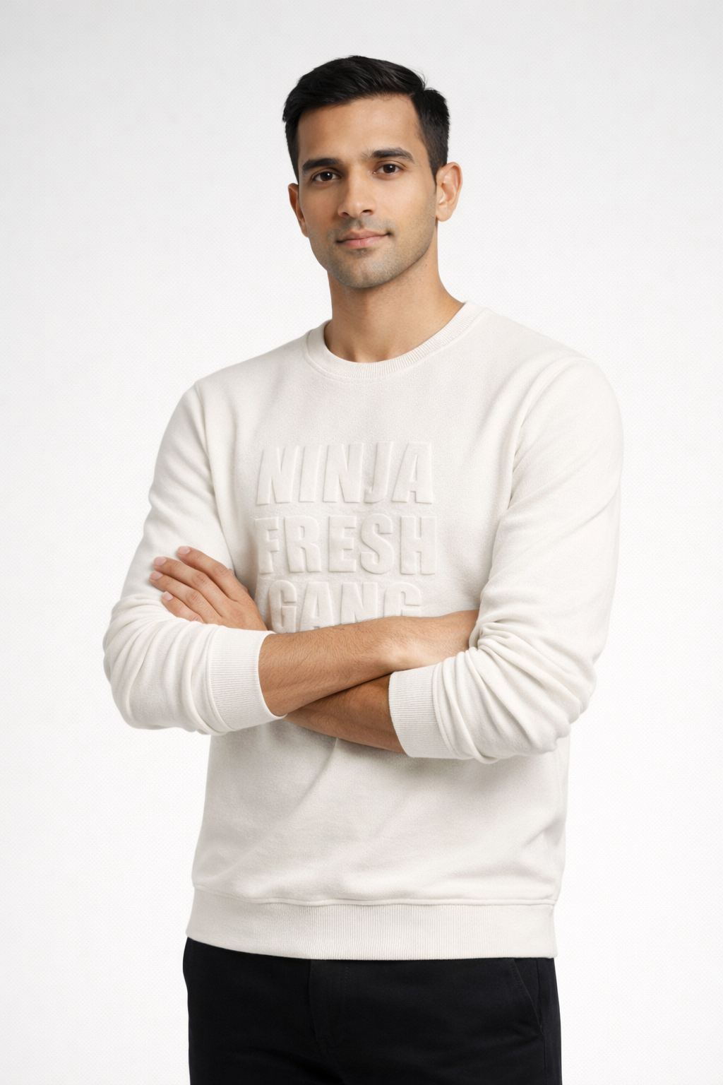 Men’s White Embossed Sweatshirt