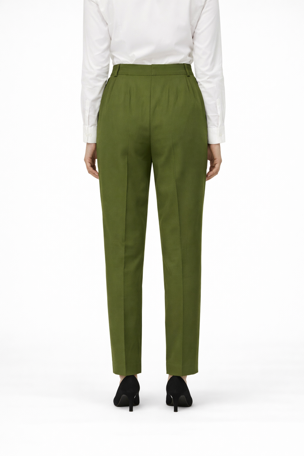 Women’s Olive Green High-Waist Tailored Trousers