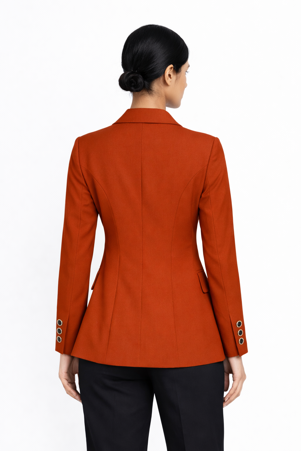Women’s Tailored Single-Breasted Blazer – Burnt Orange