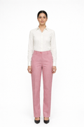 Women’s Tailored Straight-Leg Linen Trousers – Soft Pink
