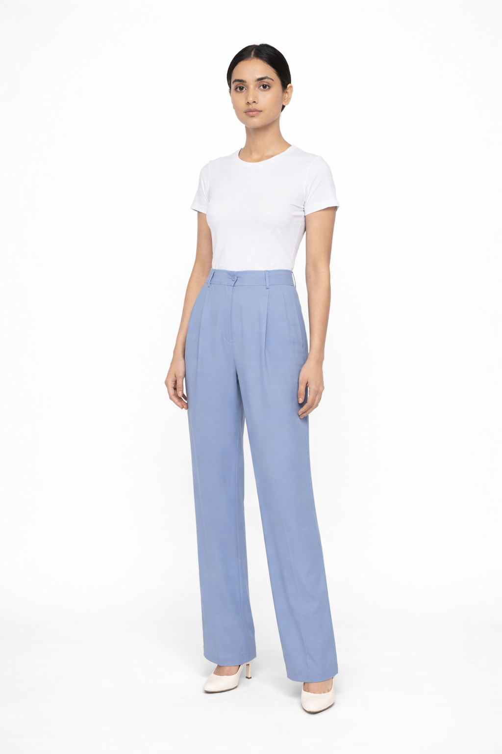 Women’s Soft Blue Tailored Formal Trousers