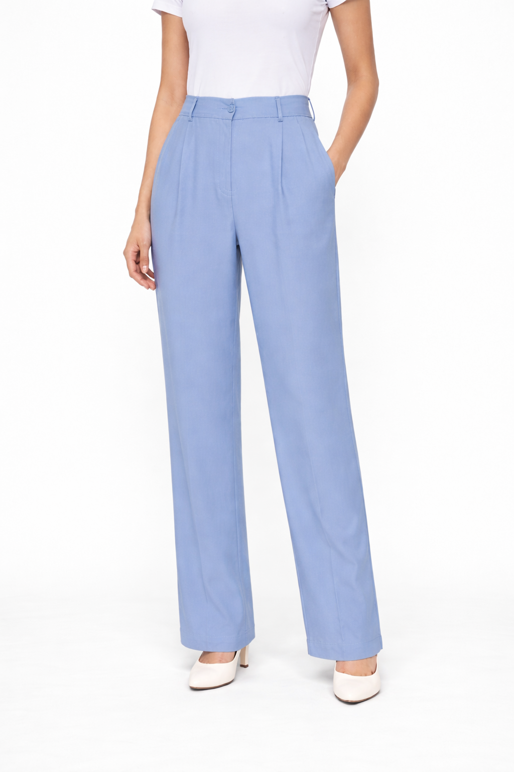 Women’s Soft Blue Tailored Formal Trousers