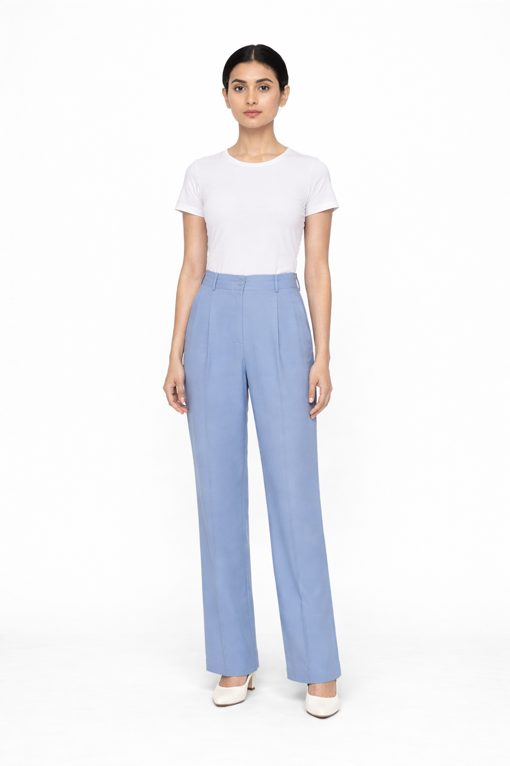 Women’s Soft Blue Tailored Formal Trousers